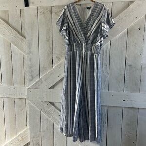 Striped V-Neck cropped jumpsuit Anthropologie